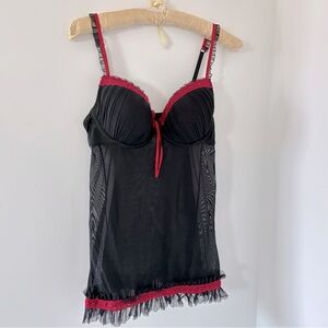 La Vie en Rose Sheer Tulle Babydoll L